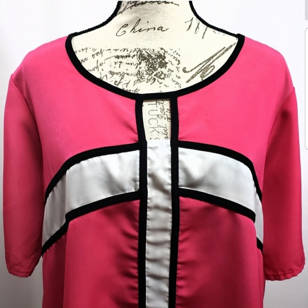 x-two Plus Size Color Block Blouse 16 - Picture 2 of 6